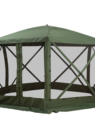 6-Sided Hexagon Pop Up Party Tent Gazebo with Mesh Netting Walls & Shaded Interior, 12' x 12', Green