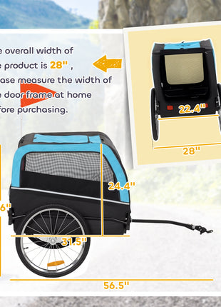 Dog Bike Trailer, Pet Cart Bicycle Carrier with 20" Air Tires, Quick-Release Wheels, Reflectors, Flag