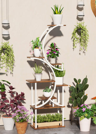 Plant Stand Indoor, 8 Tier 62" S-Shaped Plant Shelf, Corner Plant Rack for Multiple Plants, Carbonised Finish