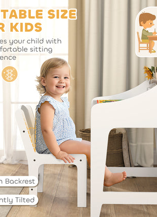 Kids Desk and Chair Set with Storage and Shelves, for Bedroom & Study Room, Gift for 3-8 Years Old, White