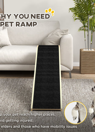 Dog Ramp for Bed, Pet Ramp for Dogs with Non-Slip Carpet and Top Platform, 74" x 16" x 25", Natural