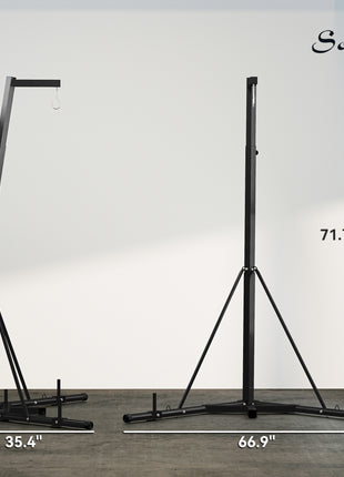 Foldable Punch Bag Stand, Height Adjustable Heavy Bag Stand with Weighted Base, Free Standing for Home Gym, Stand Only