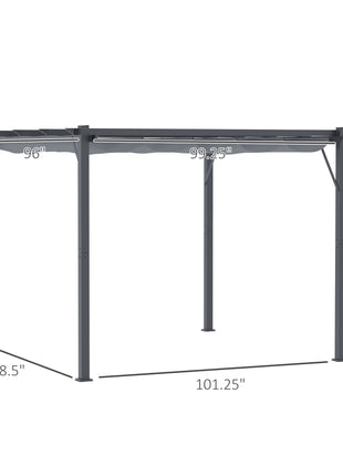 10' x 10' Outdoor Retractable Pergola Canopy, Aluminum Patio Pergola, Backyard Shade Shelter for Garden & Parties, Gray