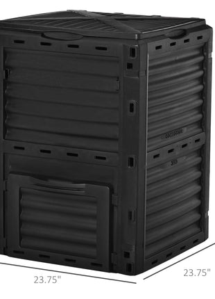 Garden Compost Bin 80 Gallon Outdoor Large Capacity Composter Fast Create Fertile Soil Aerating Box, Easy Assembly, Black