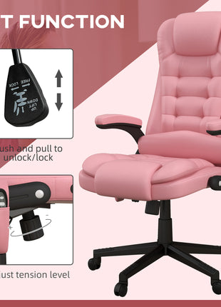 Massage Office Chair, Heated Reclining Computer Chair with 6 Vibration Points, Armrest and Remote, Pink
