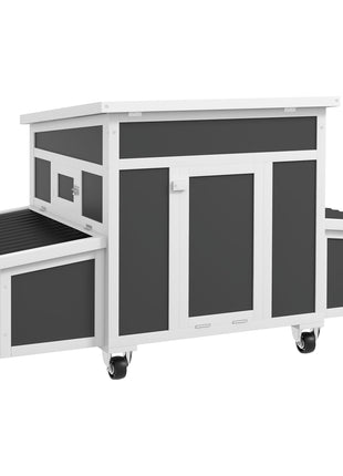 Wooden Chicken Coop with Nesting Box for 6 Chickens, Dark Gray