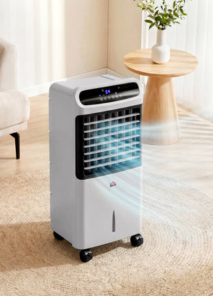 3-In-1 Ice Cooling Fan, Mobile Evaporative Air Cooler with Remote, Timer, Oscillating for Home Office, Bedroom, Gray