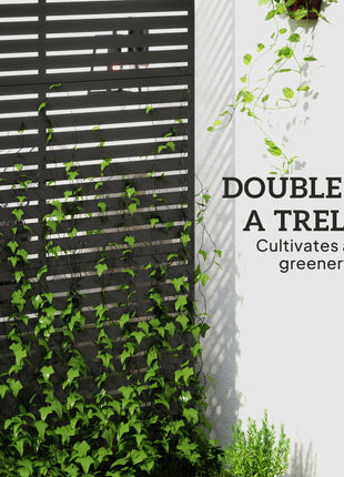 Decorative Privacy Fence Screen, Metal Outdoor Privacy Screen Climbing Plant Trellis with Stand, 78" H x 48" W, Black