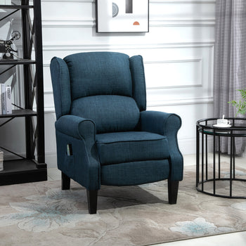 Vibration Massage Recliner Chair for Living Room with Heat, Wingback Single Sofa, Dark Blue