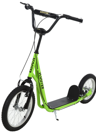 Teens Youth Scooter Ride On Toy with Adjustable Handlebar, Dual Brakes, and Inflatable Wheels For Kids 5+ - Green