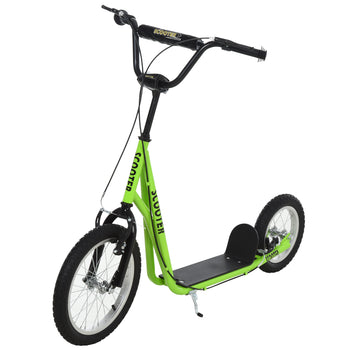 Teens Youth Scooter Ride On Toy with Adjustable Handlebar, Dual Brakes, and Inflatable Wheels For Kids 5+ - Green