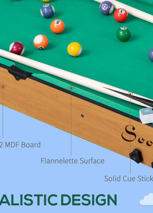 38'' Mini Pool Table Set Tabletop Billiards Game, Fun for Whole Family Game Room Man Cave, with Easy Folding for Storage, with Balls, Cues, Chalk, Brush