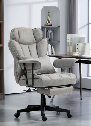 400LBS Big and Tall Office Chair, Massage Office Chair with Footrest, Lumbar Support and Reclining Function, Gray