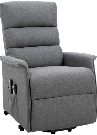 Power Lift Assist Recliner Chair for Elderly with Remote Control, Linen Fabric Upholstery Gray