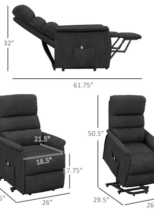 Power Lift Chair for Seniors, Electric Lift Recliner Chair with Remote Control, Side Pockets for Living Room, Black