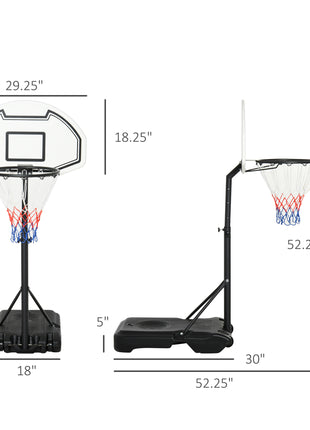 Height Adjustable Basketball Hoop, Portable Basketball Stand, 30" Backboard, Indoor Outdoor Goals Set for Kids Youth Adults