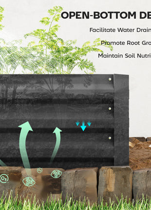 95" x 36" x 12" Galvanized Raised Garden Bed, Easy DIY and Cleaning for Growing Flowers, Herbs, Succulents, Black