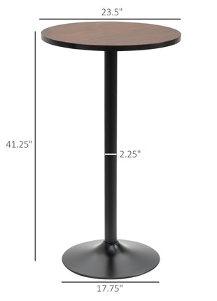 41" H Bar Height Round Bar Table, Rustic Industrial Pub Table, Elm Wood Top Bistro Table with Metal Base
