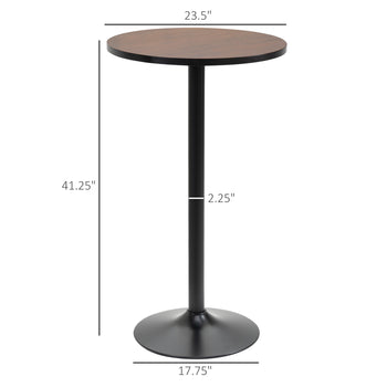 41" H Bar Height Round Bar Table, Rustic Industrial Pub Table, Elm Wood Top Bistro Table with Metal Base