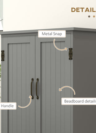 Accent Floor Storage Cabinet Kitchen Pantry with Adjustable Shelves and 2 Lower Doors, Gray