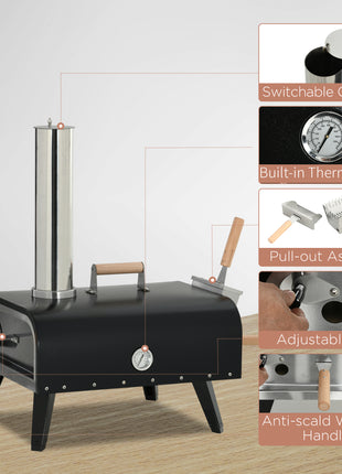 Pellet Wood Fired Pizza Oven Outdoor Pizza Maker with 12" Stone, Peel and Waterproof Cover
