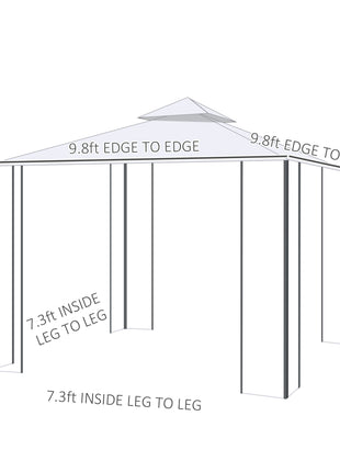 10' x 10' Patio Gazebo with Corner Frame Shelves, Double Roof Outdoor Gazebo Canopy Shelter with Netting for Patio, Wedding, Catering & Events, Cream White