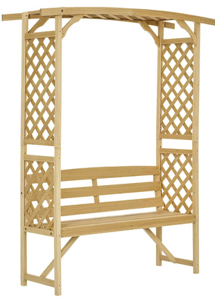 Patio Garden Bench, Wooden Bench, Outdoor Bench for Vines/Climbing Plants, Natural