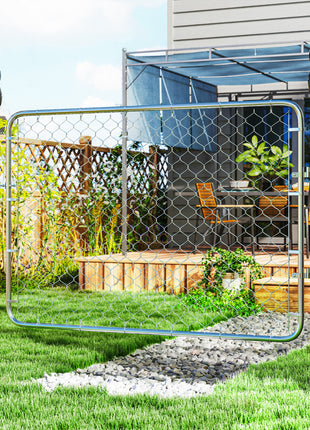 Garden Gate Chain Link Fence Gate, Galvanized Steel Garden Door for Yard Entrance Way, 47.2 x 70.9 in., Silver
