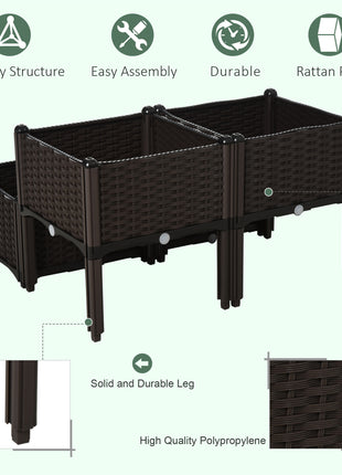 4 Piece Raised Garden Bed with Legs, Planter Box Raised Bed to Grow Flowers, Herbs & Vegetables, Brown