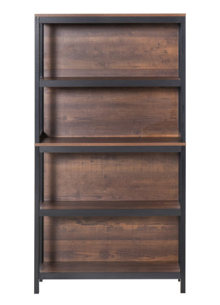 Shelves for Storage, 4 Tier Bookshelf Utility Organizer with Back Support and Anti-Topple Design, Walnut/Black