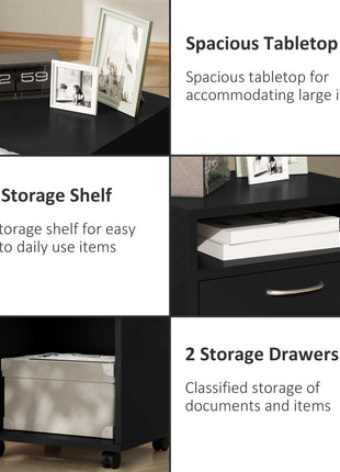 Mobile Storage Cabinet Organizer with Drawer and Cabinet, Printer Stand with Castors, Black