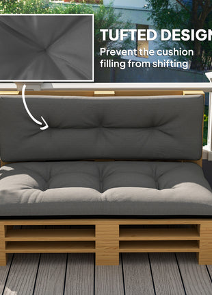 2 Seater Pallet Cushions Outdoor 3.9" Thick Replacement Cushions - Tufted Design for Garden, Patio, Black