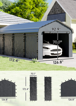 Carport Replacement Sidewall Panel for 10' x 15' Carports, UPF50+ Waterproof Replacement Side Wall Cover, Dark Gray