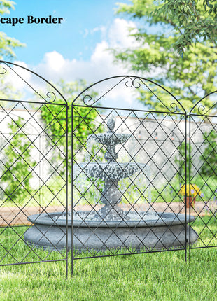Garden Fence, 4 Pack Steel Fence Panels, 11.5' L x 43" H, Rust-Resistant Decorative Border Flower Edging for Yard, Landscape, Patio, Outdoor Decor, Curved Vines