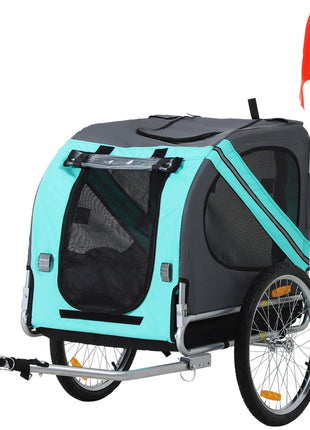 Dog Bike Trailer with 3 Entrances Large Wheels, Green