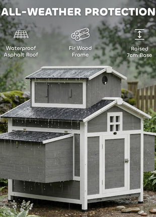 Chicken Coop for 2 Chickens, Wooden Hen House with Nesting Box, Pull-Out Tray, Ventilation Windows