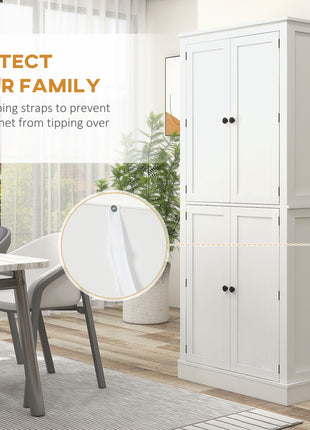 72" Kitchen Pantry Storage Cabinet, Modern Tall Kitchen Cabinet with 5-tier Storage Shelving, 8 Spice Racks, Drawer