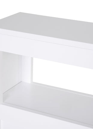 6.25" x 20.5" x 28.25" Wood Rolling Narrow Bathroom Side Storage Cabinet - White