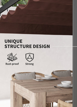 13' x 13' Aluminum Retractable Pergola Canopy, Outdoor Pergola for Garden, Patio, Backyard, Deck, Brown