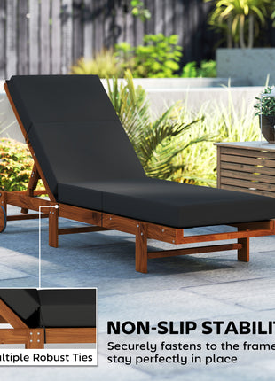 Set of 2 Chaise Lounge Cushion, 4" Thick Outdoor Lounge Chair Cushions with Ties for Patio, 21" x 72", Gray