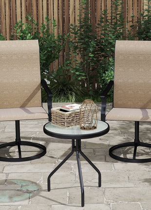 Patio Swivel Chairs Set of 2, High Back Patio Dining Chairs with All-Weather Mesh for Backyard, Lawn, Garden, Brown