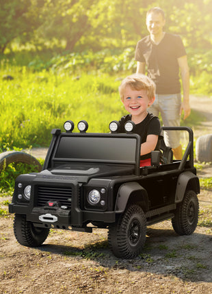 Land Rover Licensed Electric Car for Kids with Remote Control, Dual Motors, Spring Suspension, LED Lights, Black