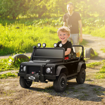 Land Rover Licensed Electric Car for Kids with Remote Control, Dual Motors, Spring Suspension, LED Lights, Black