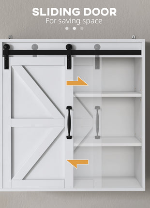 Bathroom Medicine Cabinet, Wall Cabinet with Sliding Door and Adjustable Shelf, 22.75" x 7.75" x 24.5", White