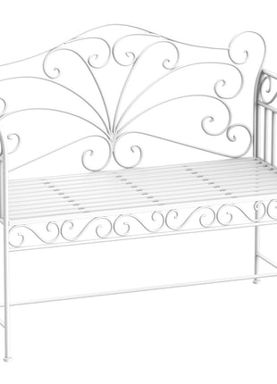 43" Garden Bench, Outdoor Patio Bench with Armrests, Metal Porch Bench for Backyard, Poolside, Lawn, Cream White