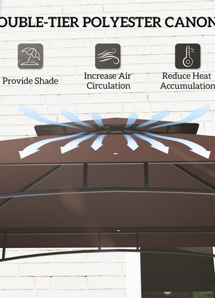 8' x 5' BBQ Grill Gazebo, 2-Tier Outdoor BBQ Gazebo with 2 Side Shelves, Storage Baskets, Ceiling Hook, Dark Brown