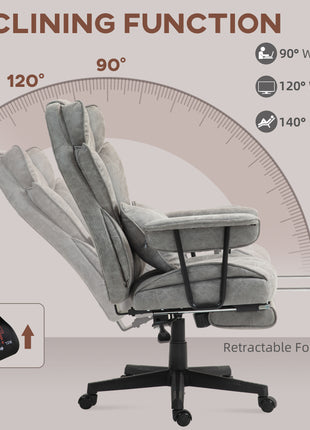 396lbs. Big and Tall Office Chair, Executive Office Chair with Footrest, Lumbar Support, and Reclining Function, Gray