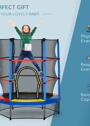 Φ5FT Kids Trampoline with Enclosure Net for Age 3 to 6 Years, Mixed Color