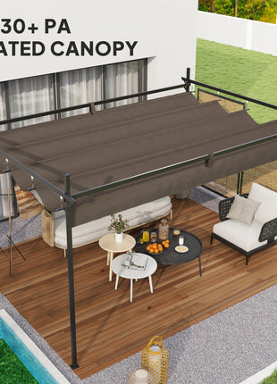 10' x 13' Metal Retractable Pergola Canopy, Outdoor Pergola for Garden, Patio, Backyard, Deck, Brown