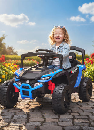 12V Kids Ride On Truck, Battery Powered Electric UTV Vehicle with Rear Suspension, Remote Control for 3-5 Years, Blue